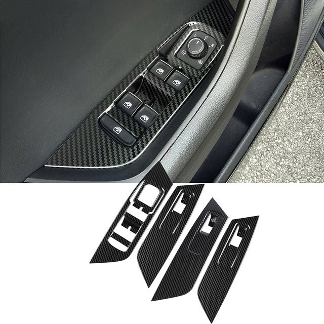 AOSRRUN Carbon-Faser-Stil Fensterheber-Abdeckung für Skoda Kodiaq ab 2018, Schwarz - Bild 1