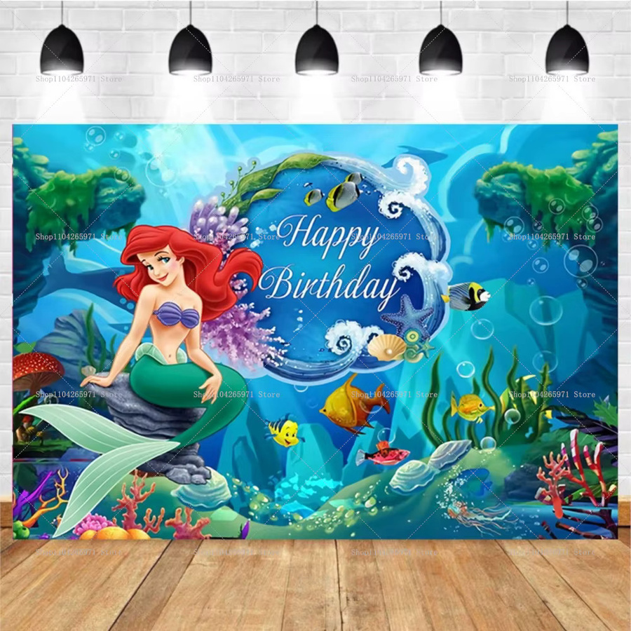 Disney Die kleine Meerjungfrau Korallen-Hintergrunddekoration für Geburtstag und Babyparty, mehrfarbig, Breite: 150 cm, Höhe: 100 cm - Bild 2