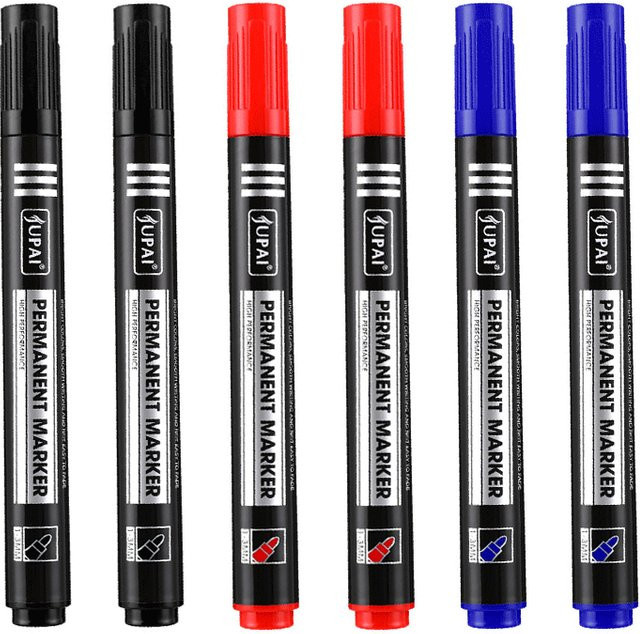 Genkky Permanent Marker Set mit feiner Spitze, wasserfeste Tinte, 1,5 mm Strichstärke, Farben: Schwarz, Blau, Rot - Bild 1