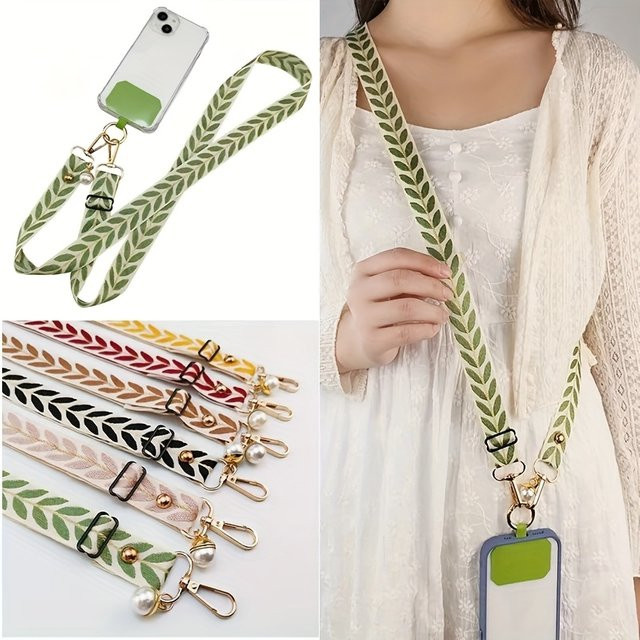 Verstellbares Handy-Lanyard von Leaf in Grün als langes Umhängeband für dein Mobiltelefon - Bild 1