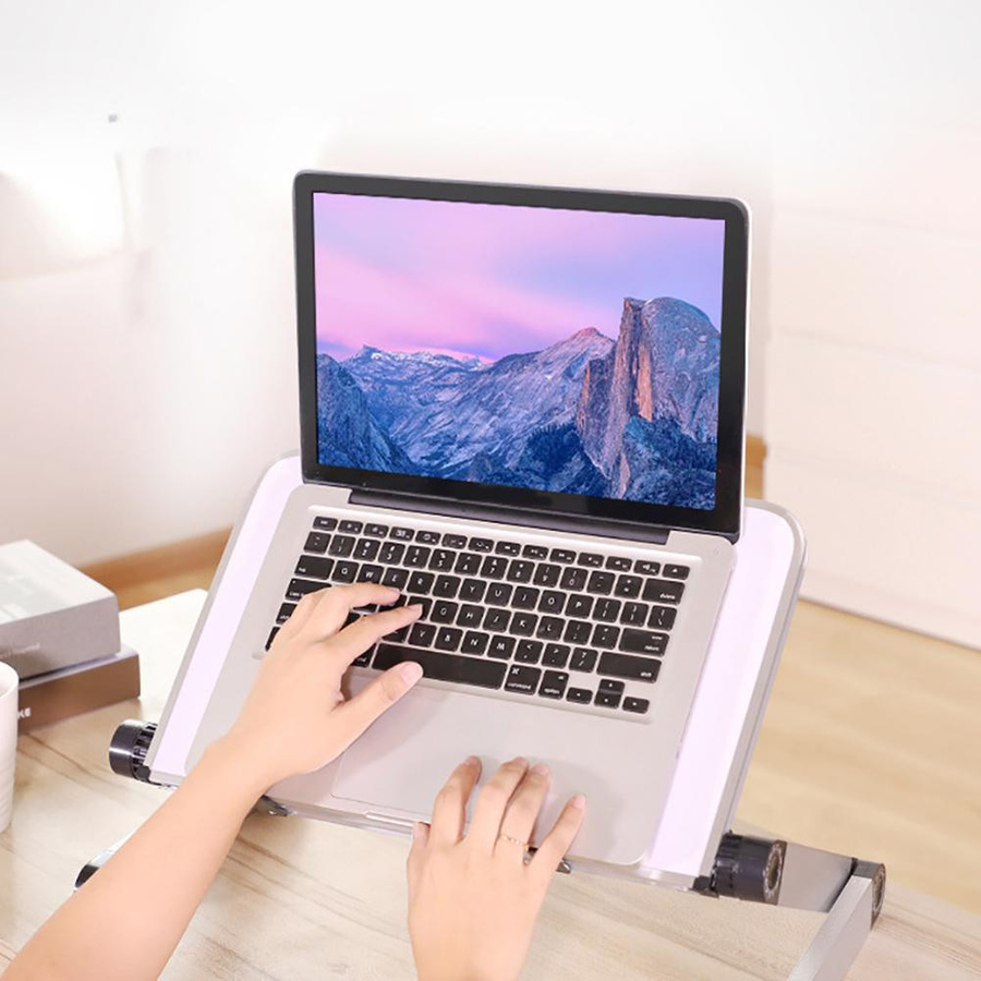 Amusedly Verstellbarer Laptop-Ständer aus Aluminium, faltbarer Notebook-Ständer in Weiß - Bild 2