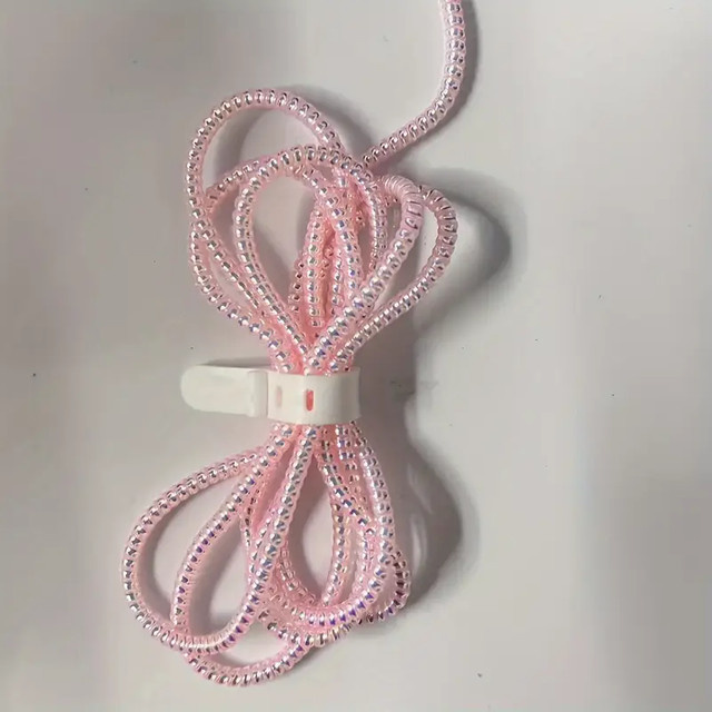 2-teiliges Set aus Schutzhülle und Anti-Bruch Ladekabel für Apple iOS-Handys in Weiß und Pink - Bild 1