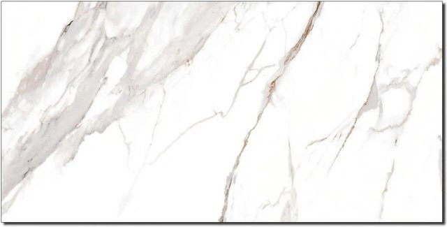 Aluverbund24 PVC Wandpaneele Calacatta in Marmor-Optik Hochglanz, Farbe: Weiß, B/H: 60 x 120 cm - Bild 1