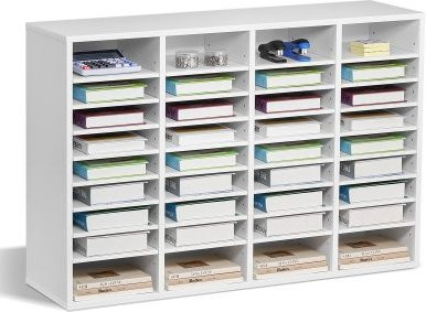 VEVOR Literature Organizer aus MDF mit 36 Fächern und verstellbaren Regalböden, weiß - Bild 1