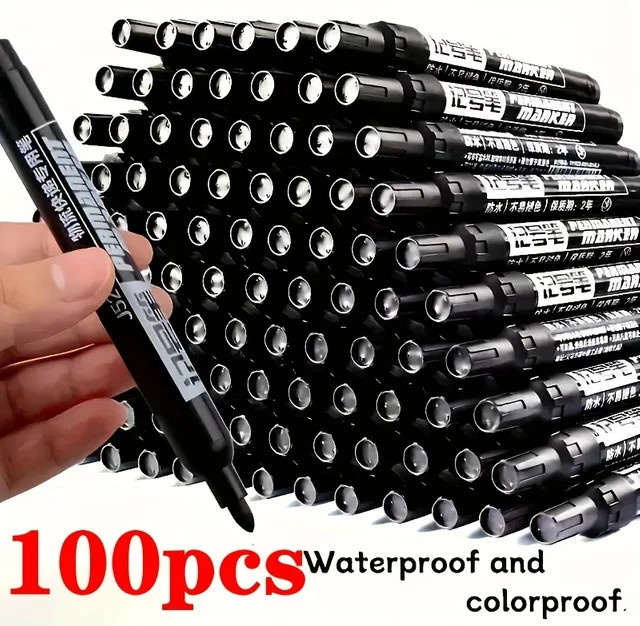 100-teiliges Permanentmarker-Set mit wasserfester, ölbasierter Tinte in Mehrfarben für Kunststoff, Metall und Glas mit Bullet-Spitze - Bild 1