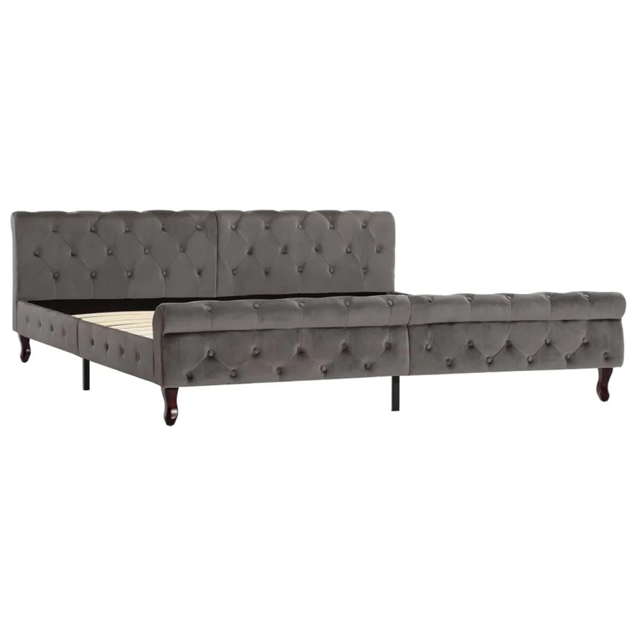 vidaXL Bettgestell aus Samt in Grau mit B/T/H: 200 x 200 x 226 cm - Bild 2