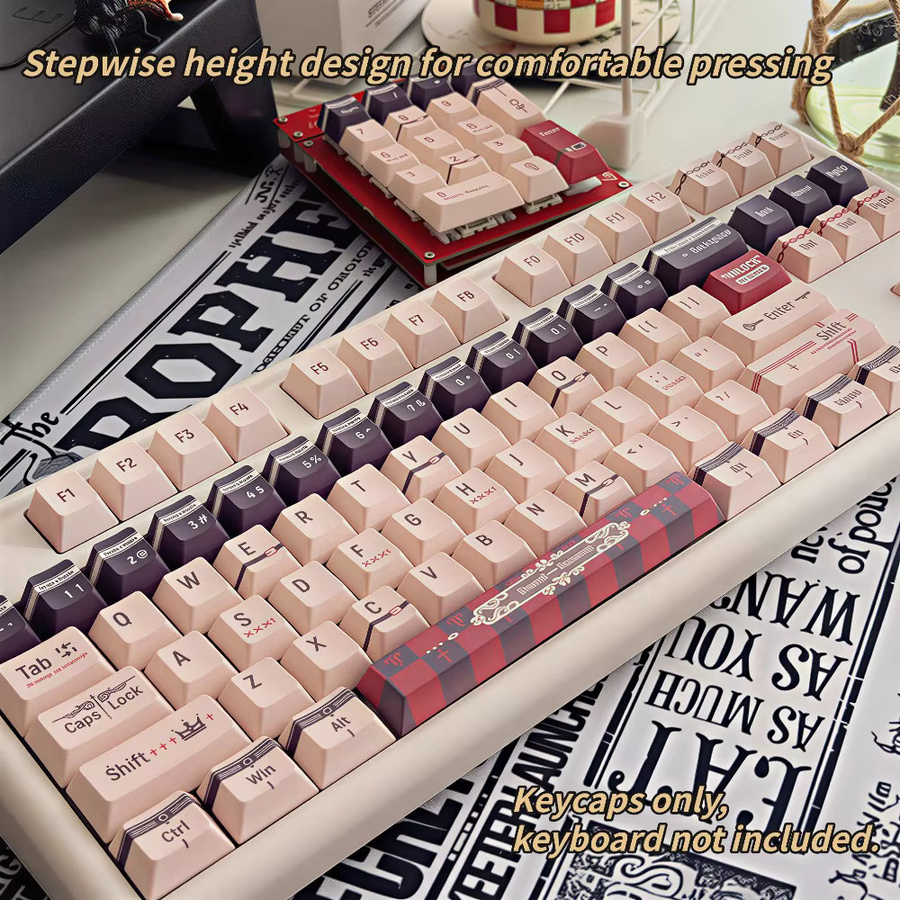 TTTSKONE PBT Tastenkappen im Cherry-Profil mit 120 Tasten, 5-seitige Farbsublimation, blendfrei, Multicolour, passend für 61-108 Tastaturen - Bild 2