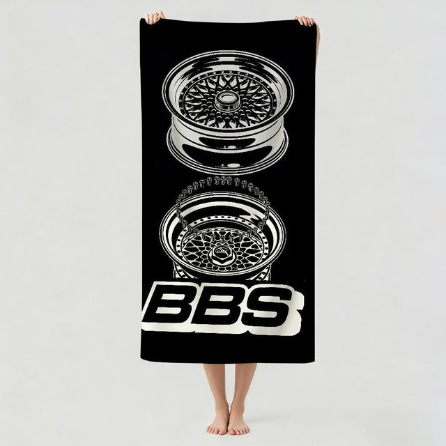 Beau Maison Mikrofaser Handtuch mit Reifenlogo Design in Schwarz, B/H: 40 x 70 cm - Bild 1