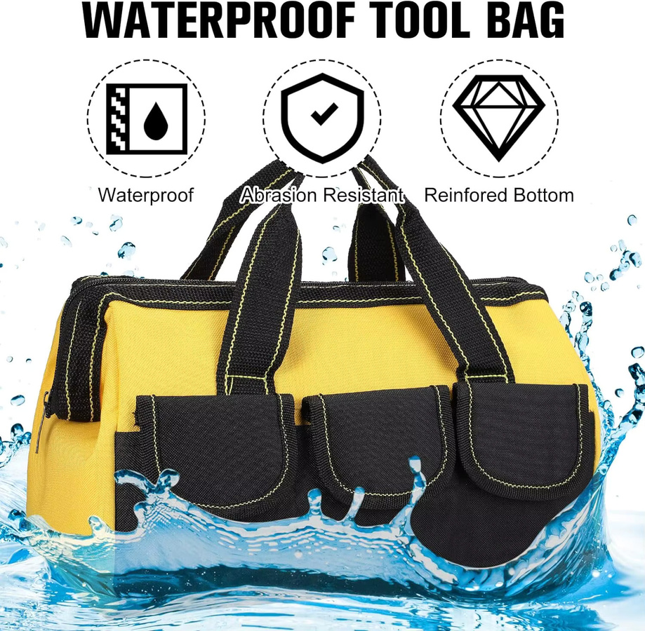 Robuste Werkzeugtasche von WOZOBUY in Rot mit wasserdichtem Hartboden für Elektriker, Zimmermann und Mechaniker - Bild 5