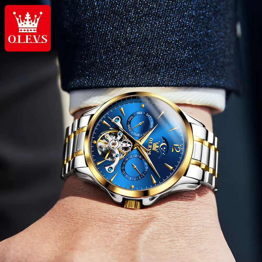 OLEVS Armbanduhr Automatik, Edelstahl, Mondphase, Herren - Bild 4