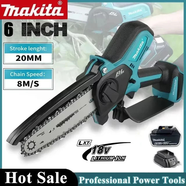 Makita Elektro-Kettensäge in Türkis mit 8,0 m/s Geschwindigkeit und automatischer Kettenspannung - Bild 1