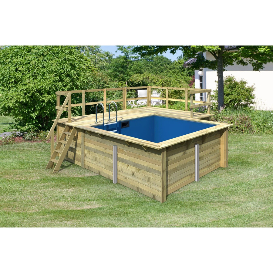 Karibu Massivholzpool aus Fichte in Blau mit 2 Sonnenterrassen, B/T/H: 350 x 320 x 111 cm - Bild 2
