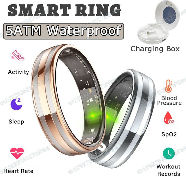 Ola Esporte Smart-Ring 2026 Ultra-Schmal, Silber, Unisex, mit Bluetooth-Steuerung, Herzfrequenzmessung, Blutdruckmessung und wasserdichtem Design für Sport und Gesundheit - Bild 1