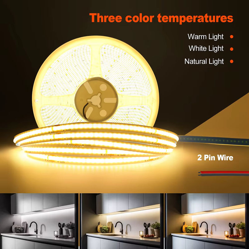 KISUFU COB-LED-Streifen mit 240 LEDs, warmweißes Naturweiß, 220 V, lineare Beleuchtung mit RA90 und IC-Chip - Bild 6