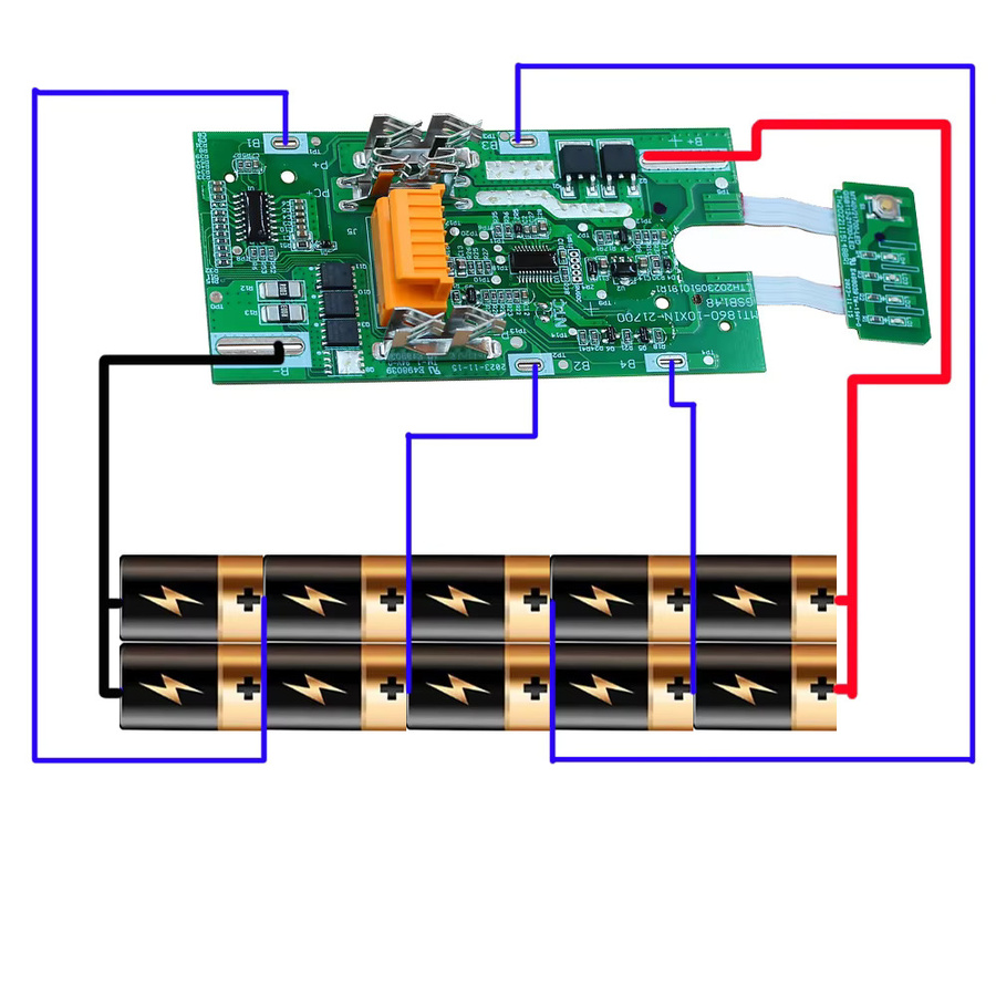 BMS-Schaltung mit Power-Display für Makita 18V Lithium-Akkus der Typen BL1830, BL1840 und BL1860 in Grün - Bild 3