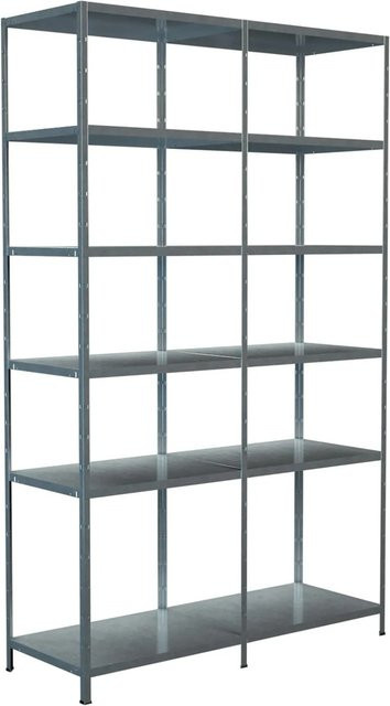 SCHULTE REGALWELT Steck-Grund- und Anbauregal aus verzinktem Stahl, silberfarben, H x B x T: 230 x 140 x 50 cm - Bild 1