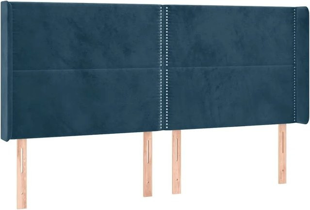 vidaXL Kopfteil mit Ohren in Dunkelblau aus Samt, B/T/H: 203 x 16 x 118 cm - Bild 1