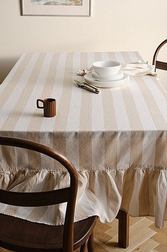 Jotex Tischdecke ISLA gestreift in Beige aus Baumwolle, waschbar bei 40 Grad - Bild 1