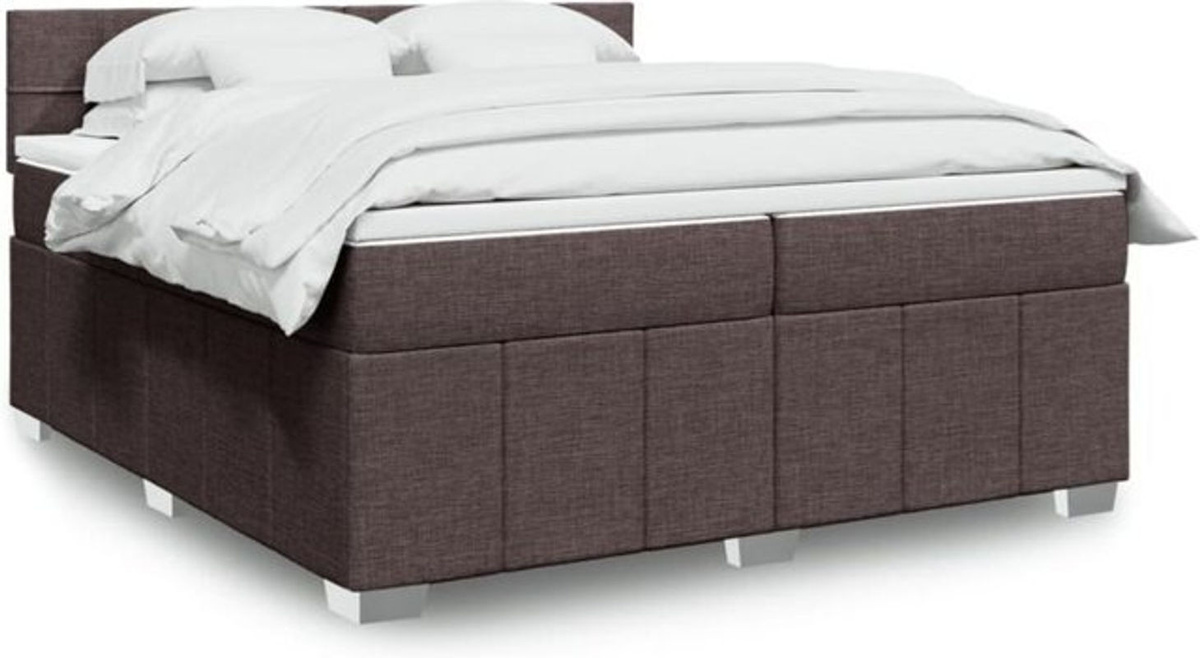 Vidaxl Boxspringbett mit Matratze in Braun und Weiß aus Stoff und Holzwerkstoff, B/T/H: 200 x 200 x 100,5 cm - Bild 1