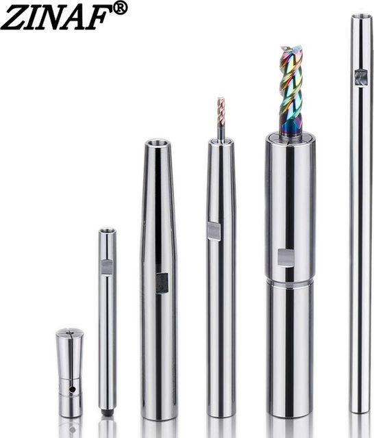 ZINAF Pull-Typ-Fräser-Verlängerungsstangen für die hochpräzise CNC-Tieflochverarbeitung, Farbe: Silber, Durchmesser: C8, C10, C12, C16, DC04, DC06, DC08 - Bild 1