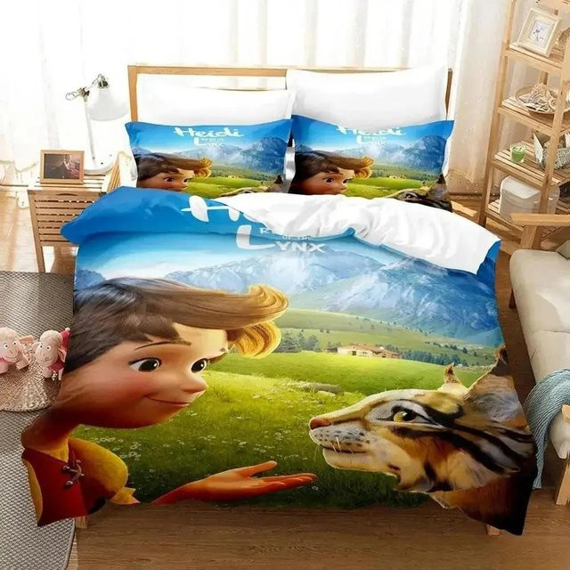 Heidi Das Mädchen aus den Alpen Bettwäsche-Set mit 3D-Anime-Print, Material Mikrofaser, Mehrfarbig, B/H: 140 x 210 cm - Bild 1
