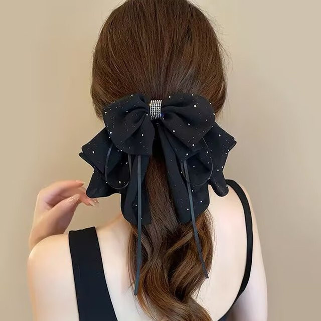 Velishy Haarspange Chiffon, Blumenmuster, Schleife, Mädchen und Frauen - Bild 1