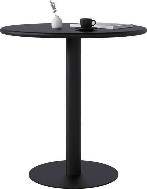 CLP Bistrotisch Jarla rund, schwarzer Esstisch mit MDF-Tischplatte und Metallgestell, Durchmesser: 70 cm, Höhe: 73 cm - Bild 1