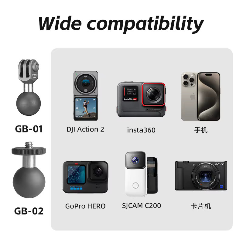 FANAUE Motorrad Sport Kamera Halter mit 360 Grad Zwei-Wege-Drehung und Mehrwinkeleinstellung passend für GoPro DJI Insta360 - Bild 6