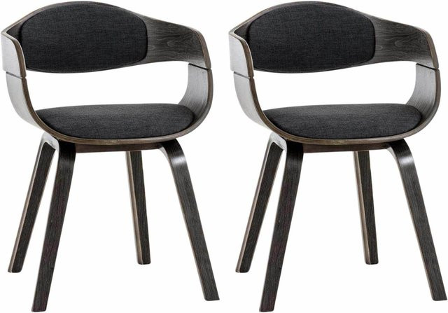 CLP 2er Set Esszimmerstühle Kingston ergonomische Lehnstühle mit Holzgestell und Stoffbezug in Schwarz - Bild 1