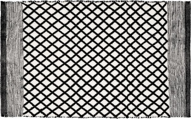 Wenko Badematte Tara in Schwarz-Weiß mit Rautenmuster im Ethno-Style aus recyceltem Polyester, B/T: 80 x 50 cm - Bild 1