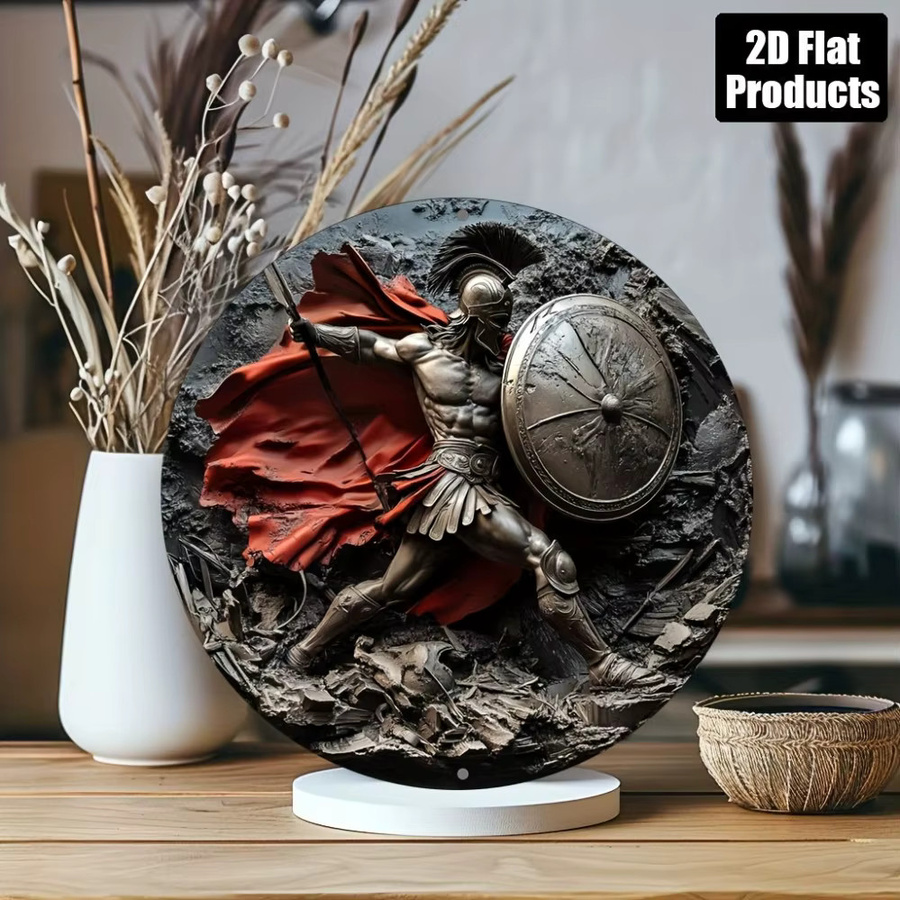 HELLOYOUNG Spartan-Krieger Deko mit 2D-Druck, Rundes Tischdekor in Mehrfarbig, Durchmesser: 20 cm - Bild 2