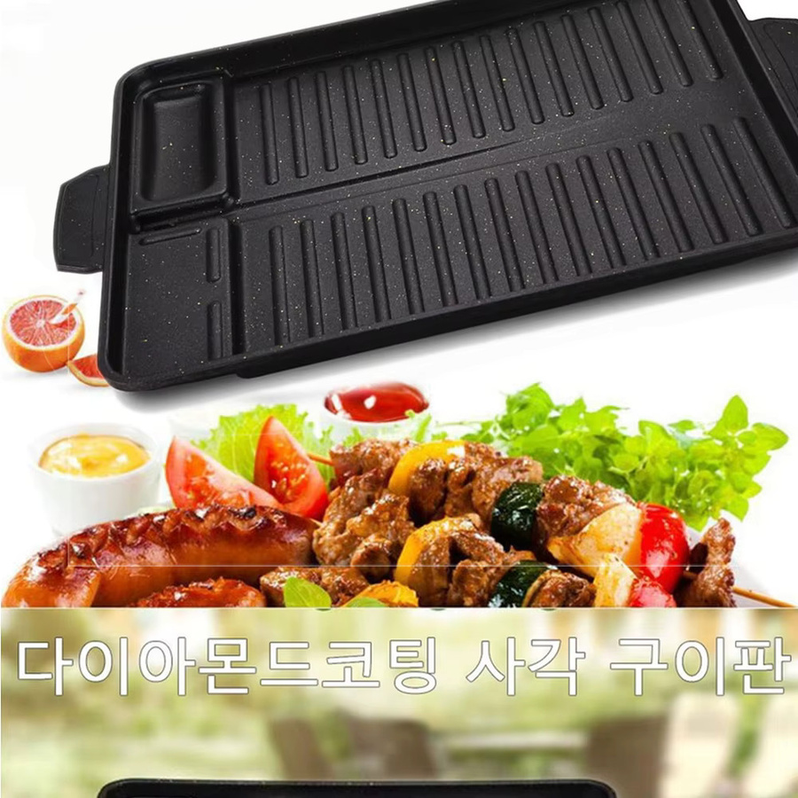 KOSUN Koreanische BBQ-Grillpfanne mit Antihaftbeschichtung und Ölloch, Schwarz, Breite: 37,5 cm - Bild 2