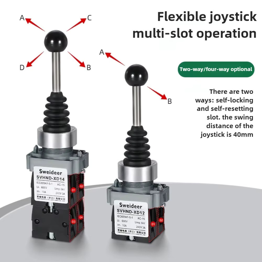 sweideer Cross Master Joystick-Schalter XD2 Umkehr-Bedienhebel in Schwarz mit dualem Vierwege-Mikro-Wipphebel (22mm) - Bild 2