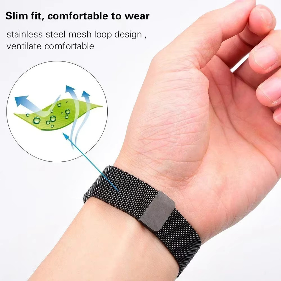 EIGIIS Uhrenarmband Edelstahl, Milanese Loop, Silber, 22mm, Unisex - Bild 1