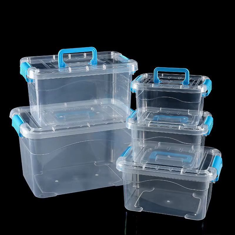 HNKMP Werkzeugbox aus transparentem Kunststoff als quadratischer Organizer für Schmuck, Perlen und Kleinteile, B/T/H: 13,4 x 7,5 x 13,4 cm - Bild 2