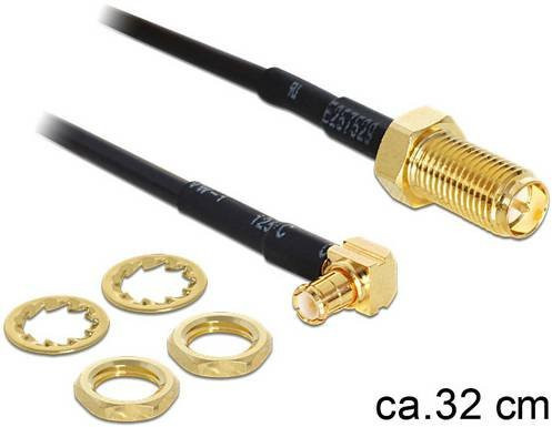 Delock WLAN-Antennen Anschlusskabel mit RPSMA-Buchse und MCX-Stecker in Schwarz und Gold, Länge: 0,32 m - Bild 1