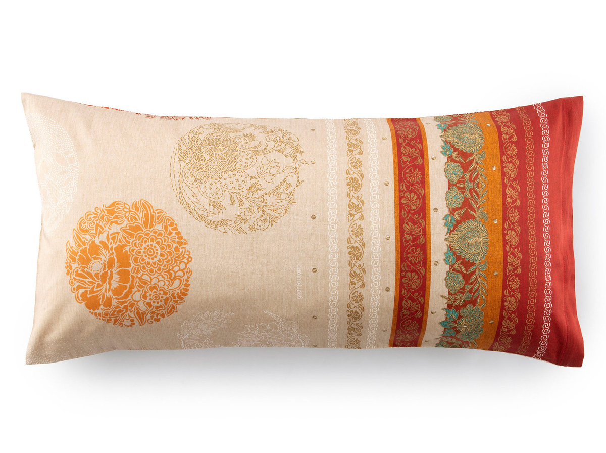 Bassetti Satin Kissenhülle Florence in Rot und Beige aus Baumwolle, 65 x 65 cm - Bild 1