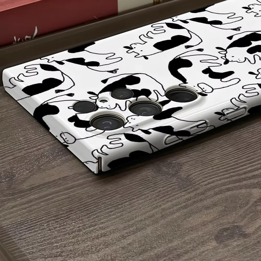 Süße Kuh Handyhülle für Samsung Galaxy S25 S24 S23 Ultra Plus A35 A105 in Weiß mit glänzendem HD Hard Cover Design - Bild 3