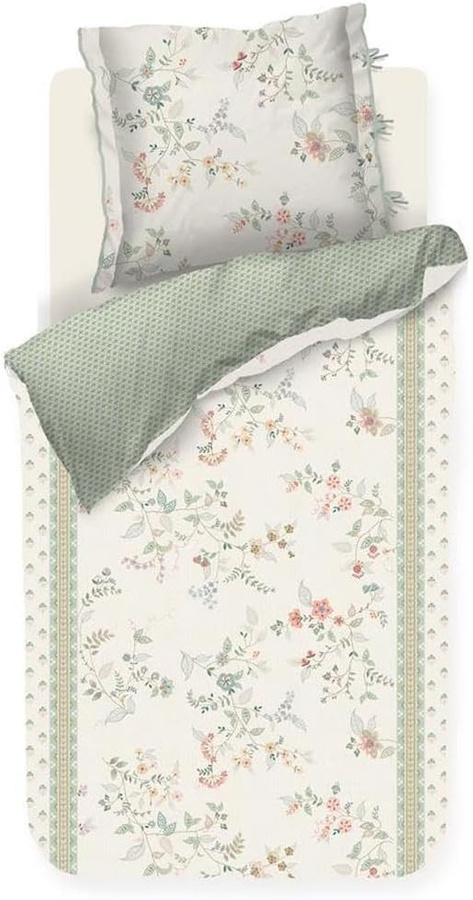 PIP Studio Perkal Bettwäsche Kili Flower Reversible Weiß und Sand mit floralem Muster, B/H: 135 x 200 cm - Bild 1