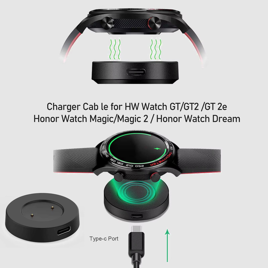 Huawei Ersatz-Ladegerät USB-Ladekabel für Watch GT, GT2, GT2e, GT Sport, Honor Watch Magic, Magic 2 und GS Pro in Schwarz - Bild 3