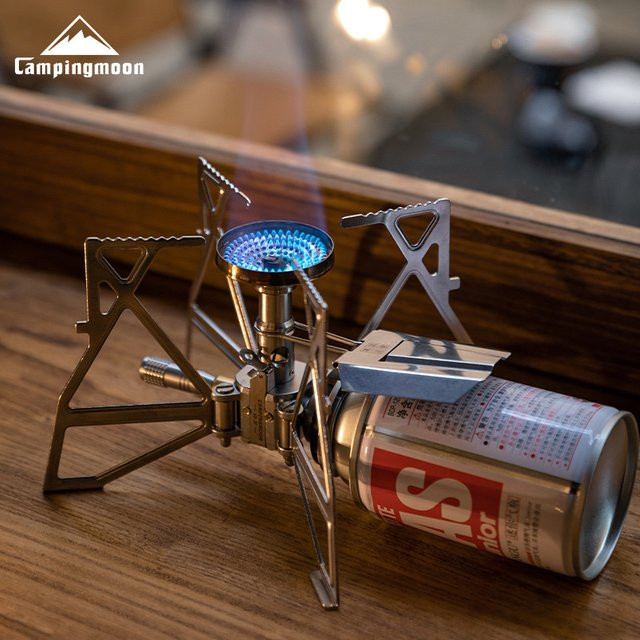 CAMPINGMOON Schmetterlingskocher XD-3F mit elektronischer Zündung, faltbarer und windgeschützter Outdoor-Campingkocher in Silber - Bild 1