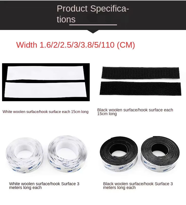 3M 9448A doppelseitiges Klettverschlussband in Schwarz, 3 m Länge, hochtemperaturbeständig und spurlos ablösbar - Bild 5