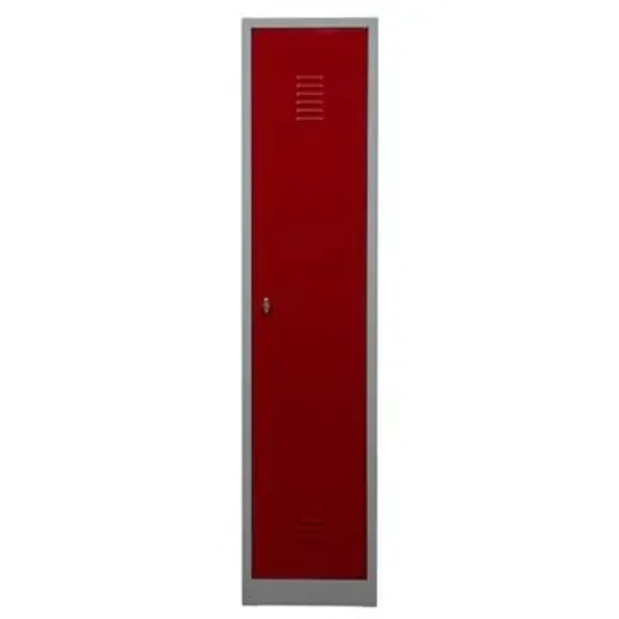 PROREGAL Garderobenspind Camel 1-Fach aus Metall mit Vorhängeschloss, Farbe: Grau-Rot, H x B x T: 180 x 41 x 50 cm - Bild 2
