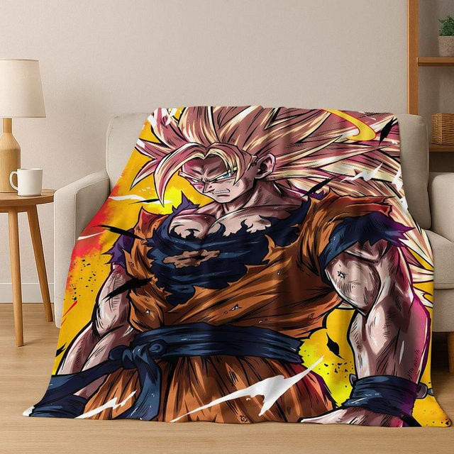 MINISO Flanelldecke mit 3D Japan Anime D-Dragon B-Ball Motiv, weiche und warme Überwurfdecke aus Polyester in Multicolour - Bild 1
