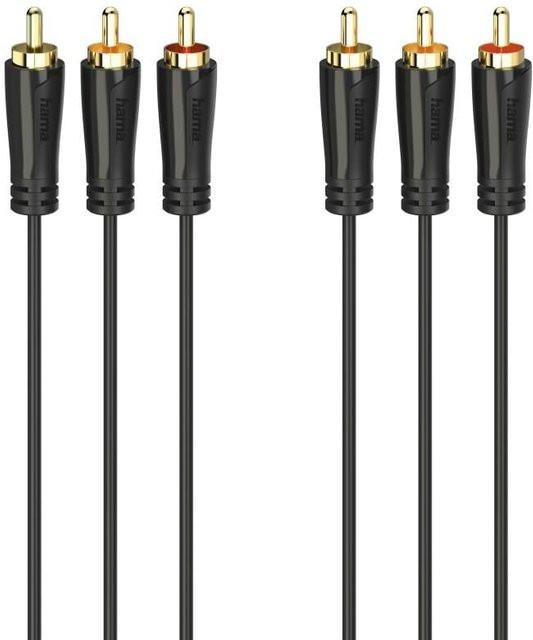 Hama Audio-Video-Kabel mit 3 Cinch-Steckern, vergoldet, Schwarz, Länge: 1,5 m - Bild 1