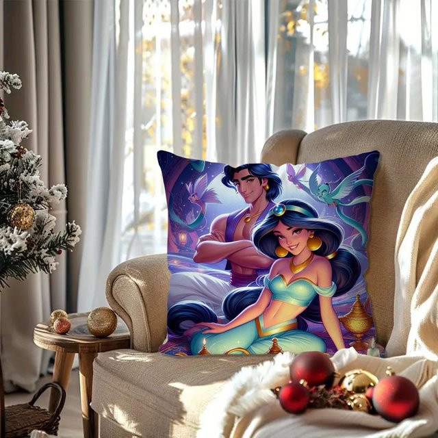 GUOYU HOMEDECOR Kissenbezug Aladdin Märchen Design Weiß, 40 x 40 cm - Bild 1
