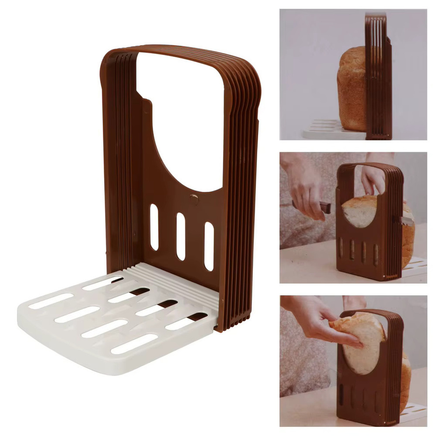 NICEYARD Toast Brot Slicer Ständer aus Kunststoff, faltbarer Laib Cutter in Braun, B/T/H: 22,0 x 14,0 cm - Bild 2
