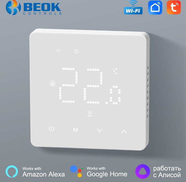 Beok Tuya WLAN-Raumthermostat für Gas- und Elektroheizungen, Smart Home Thermoregler mit App-Steuerung in Weiß - Bild 1