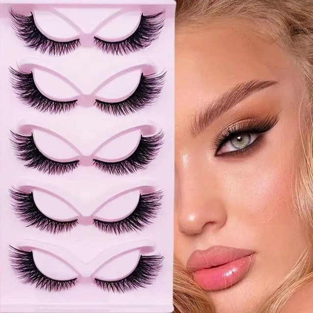 JIEFUXIN Cat-Eye Kunstwimpern, 5 Paar, flauschig - Bild 1