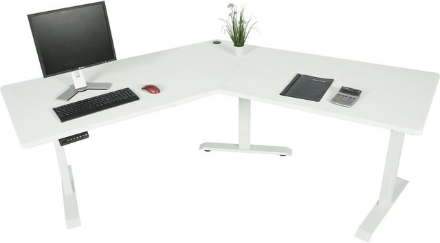Elektrisch höhenverstellbarer Schreibtisch MCW-D40 in Weiß mit stufenloser Höhenverstellung - Bild 1